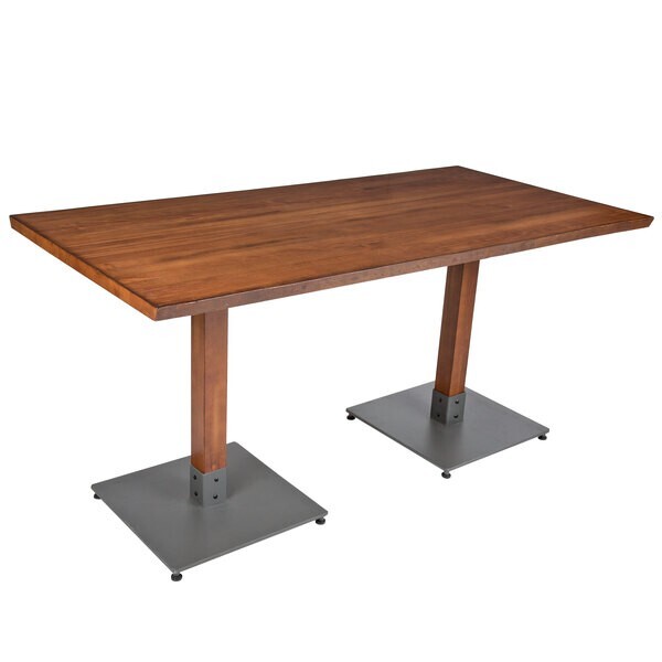 30" x 60" Rectangular Solid Wood Live Edge Restaurant Table Top in Walnut Wood
