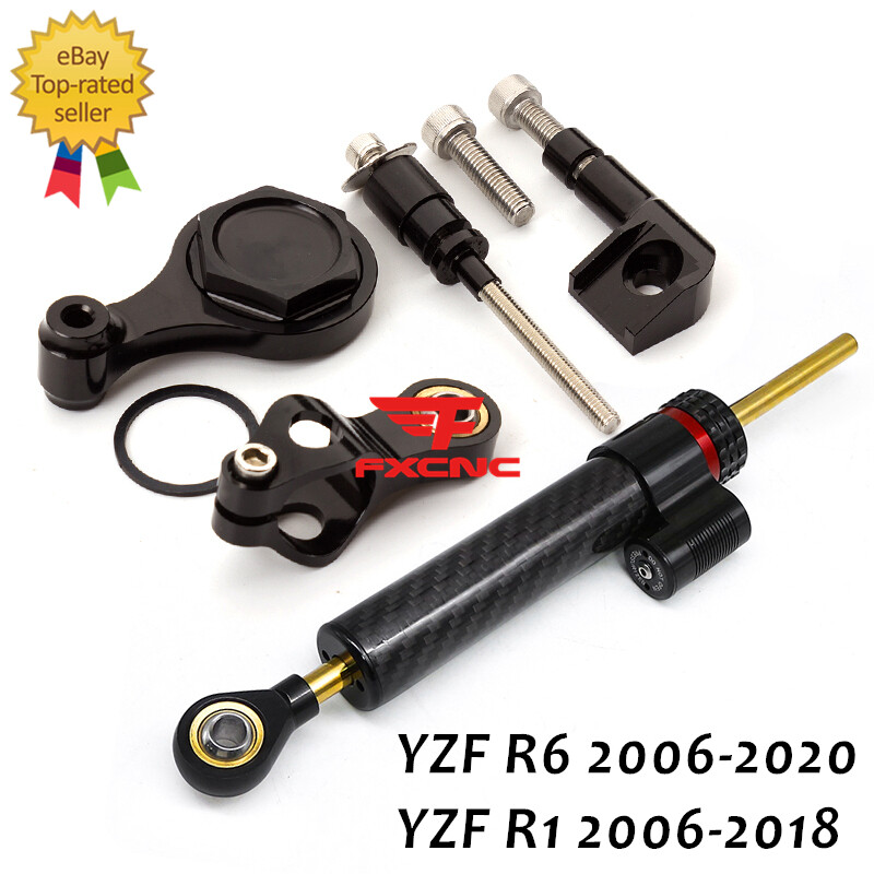 For YZF R6 2006-2020 Carbon Fiber Steering Damper Bracket Mount Kit Stabilizer