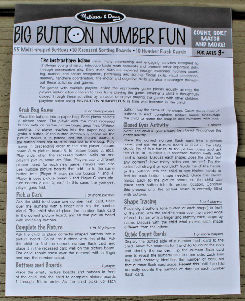 Melissa & Doug Big Button Number Fun Set Count Sort Match Learning Game PreK