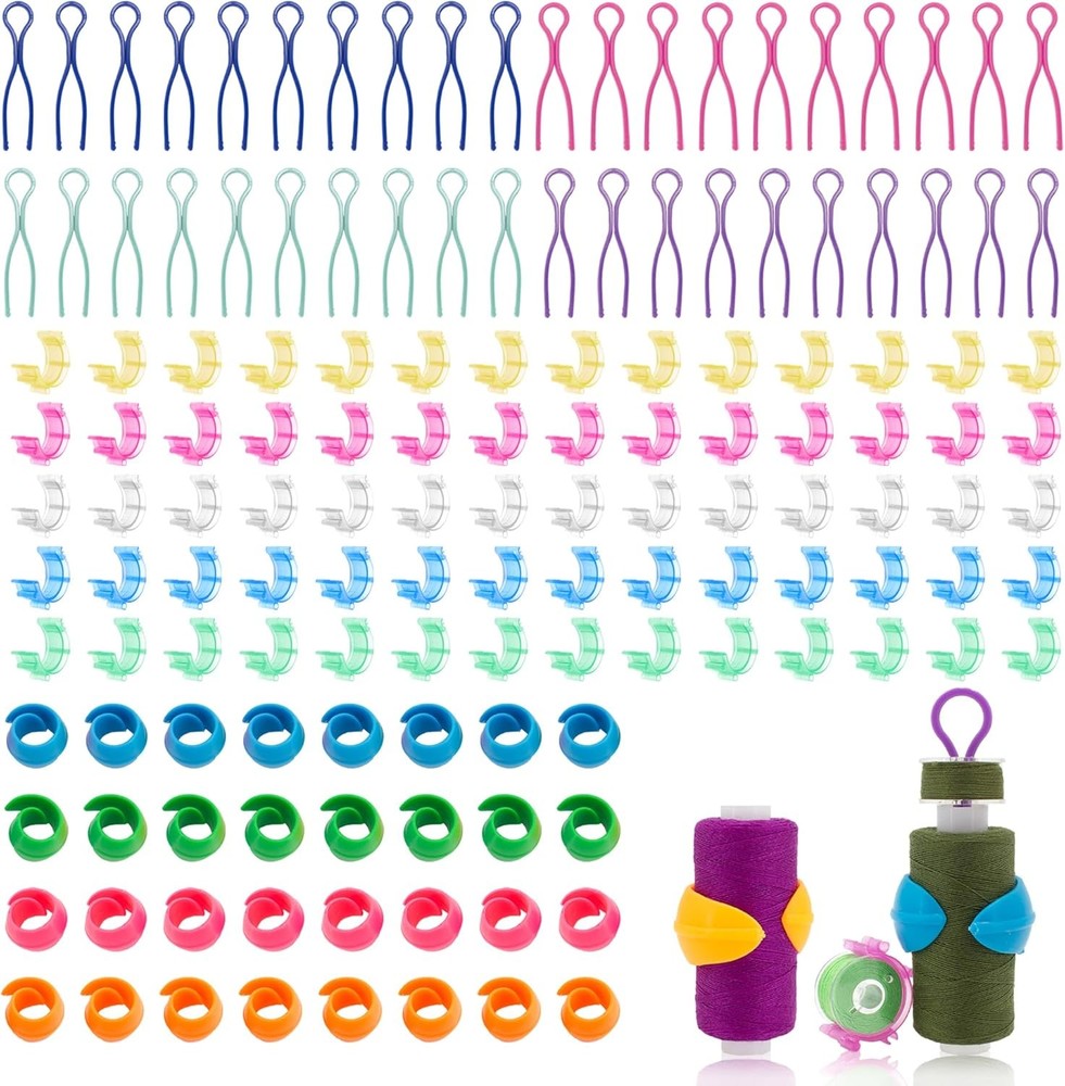 142pcs Bobbin Thread Organizing Clips Set Bobbin Thread Buddies Kit Spool Hugger