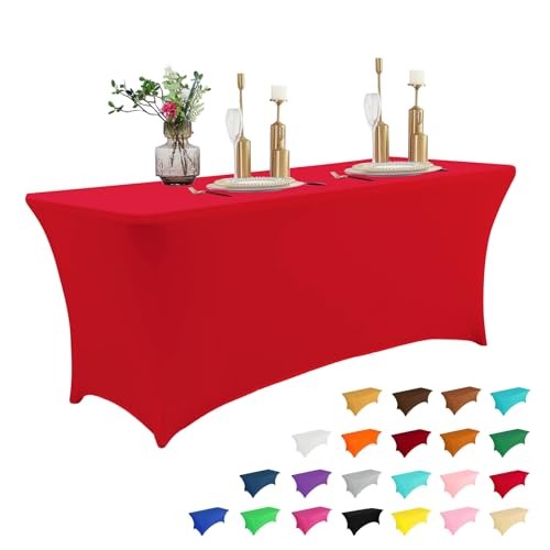 6FT Table Cloth for Rectangular Fitted Events 72" x 30" (Rectangular) Red