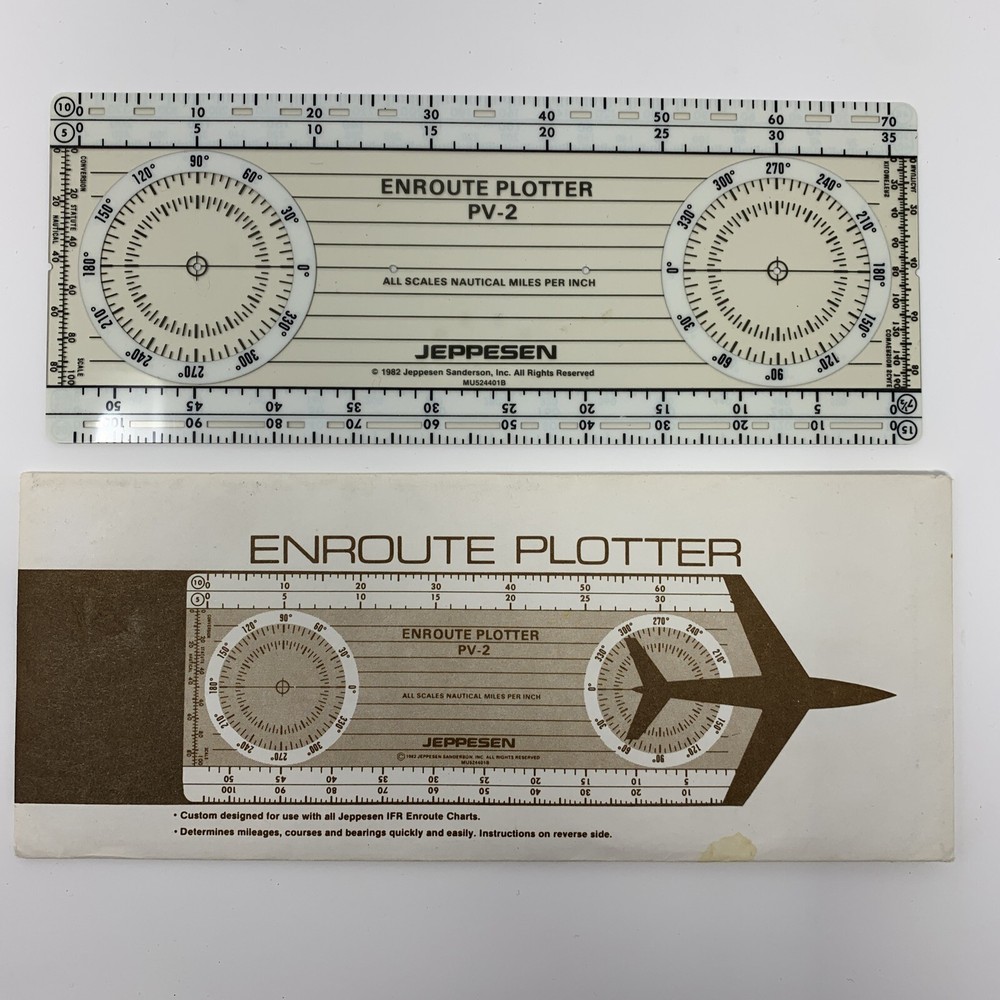 1982 Jeppesen Enroute Plotter PV-2 Scale With Instructions Envelope Englewood CO