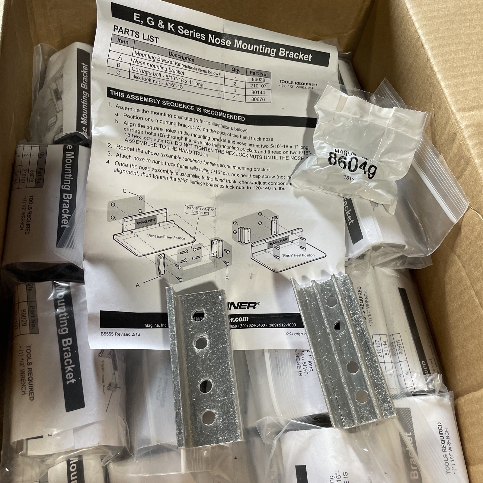 Magliner 86029 Nose Bracket,Left/Right, *lot Of 4 - 2 Packs* (8 Total Brackets)