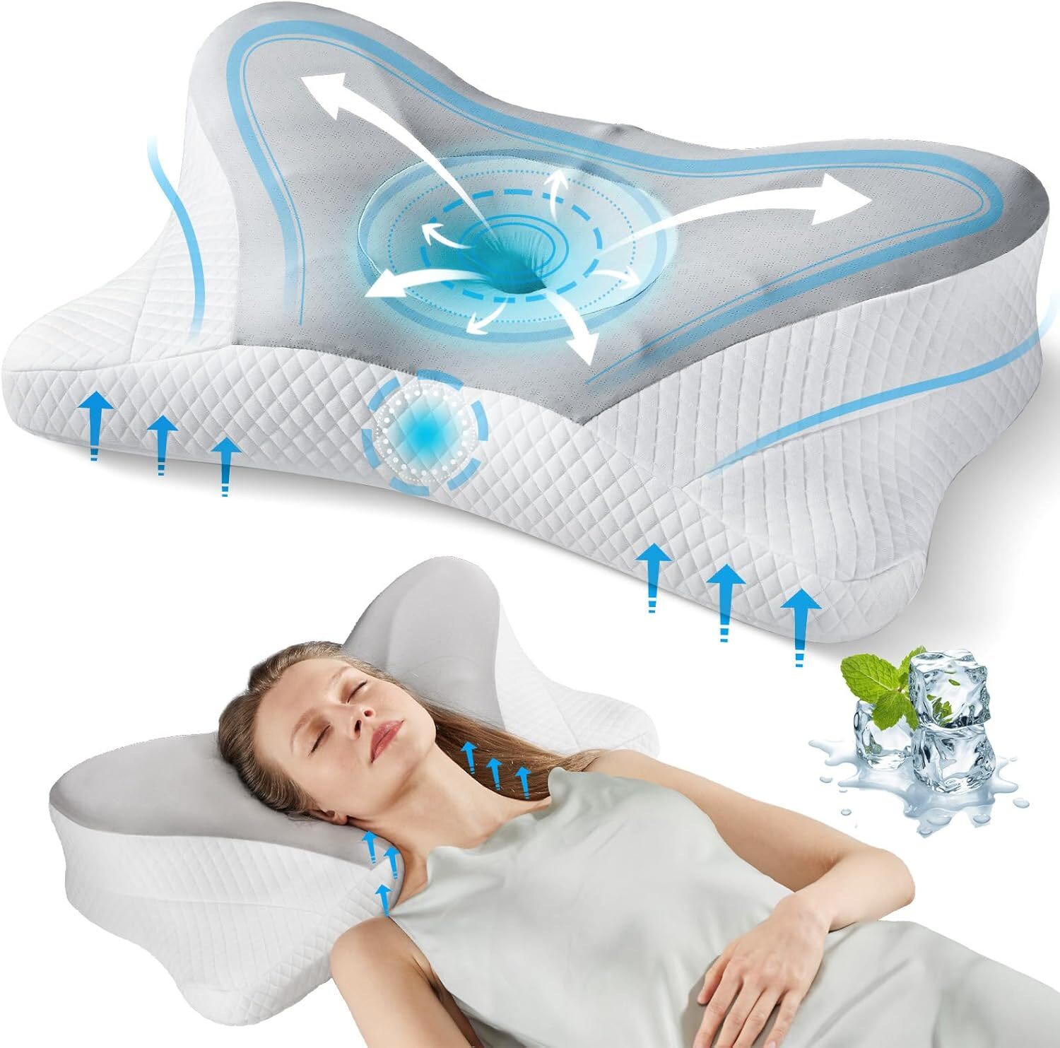 Contour Neck Pillow Neck Relief Ergonomic Cervical Pillow Memory Foam Bed Pillow