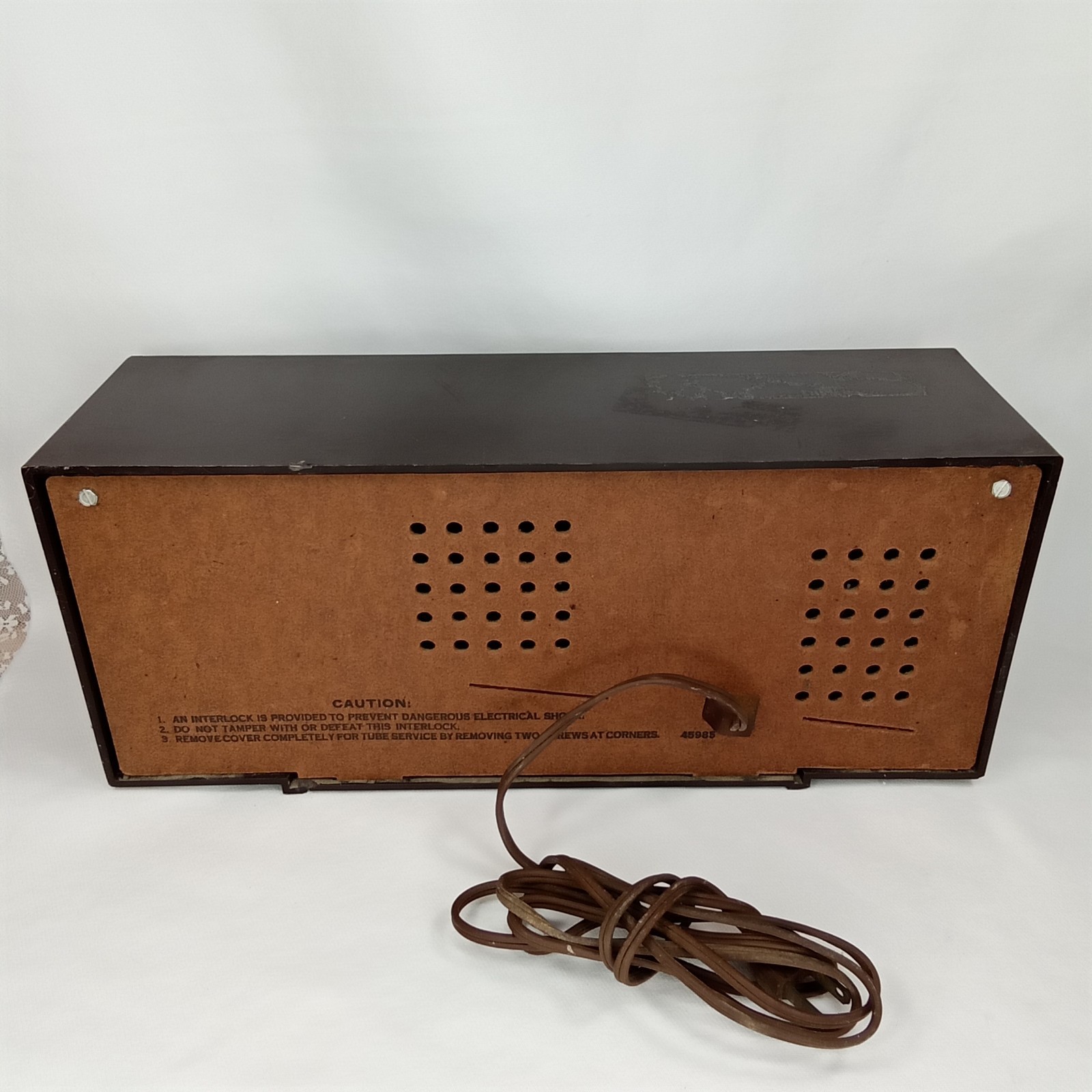 MCM Tube Radio Silvertone 9004 Brown With Twin Speakers Made In USA 1959