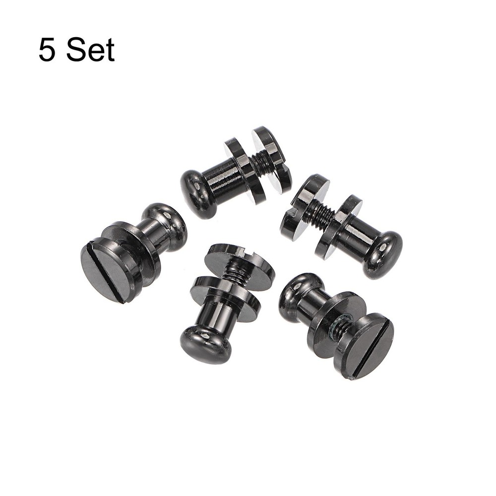 5 Set 6mm Solid Brass Round Head Lock Screw Rivets Pin Fixing, Black