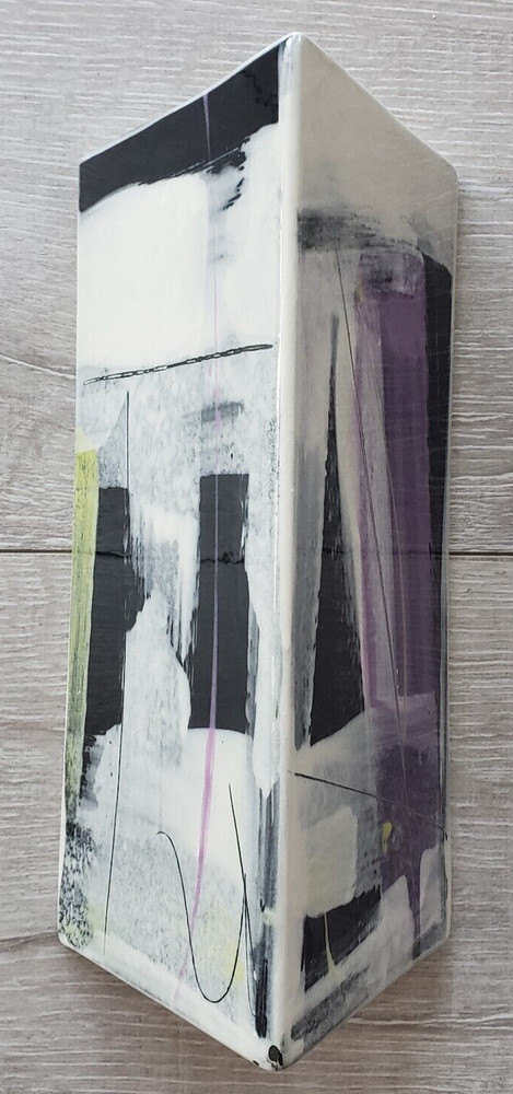 Abstract Art Vase Porcelain Triangular Signed Studio Piece