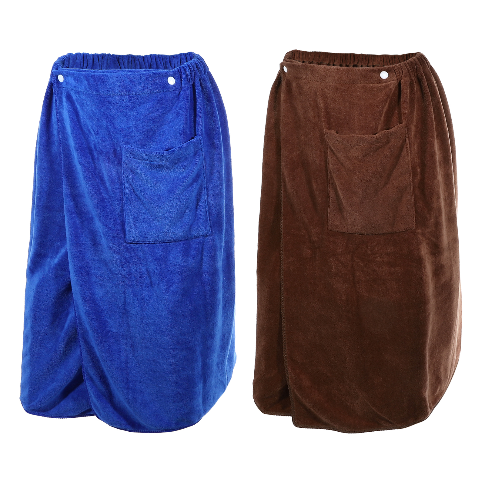 2 Pcs Adjustable Men's Bath Wrap Towel Body Wrap Blue Brown