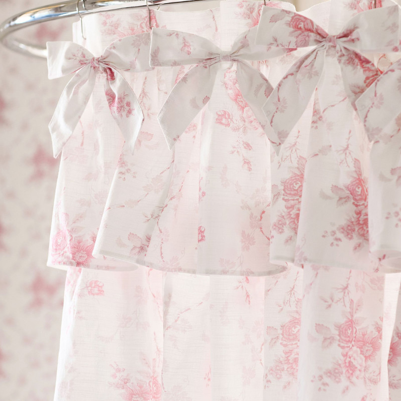 LoveShackFancy Rose Ruffle Shower Curtain Pink