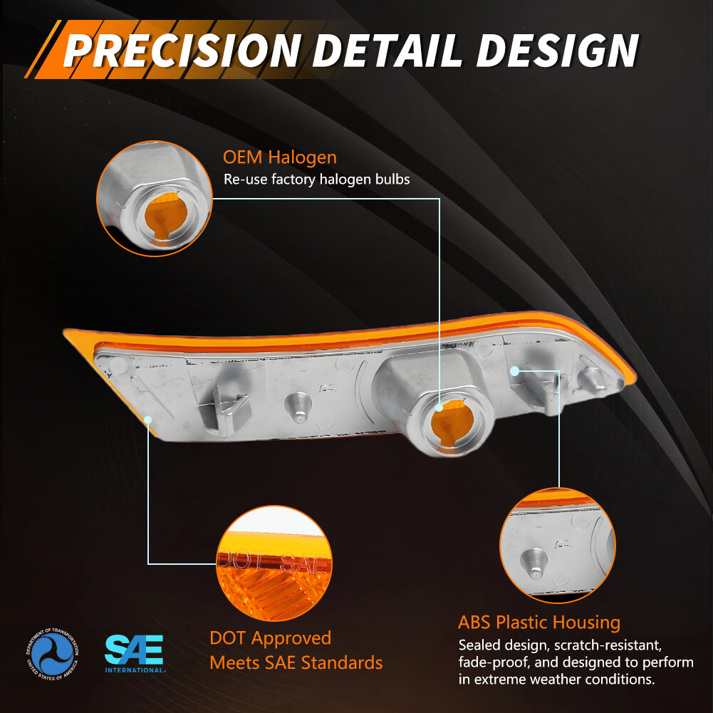 2X Amber Lens Front Bumper Side Marker Lights Set For 2013-2017 Cadillac XTS