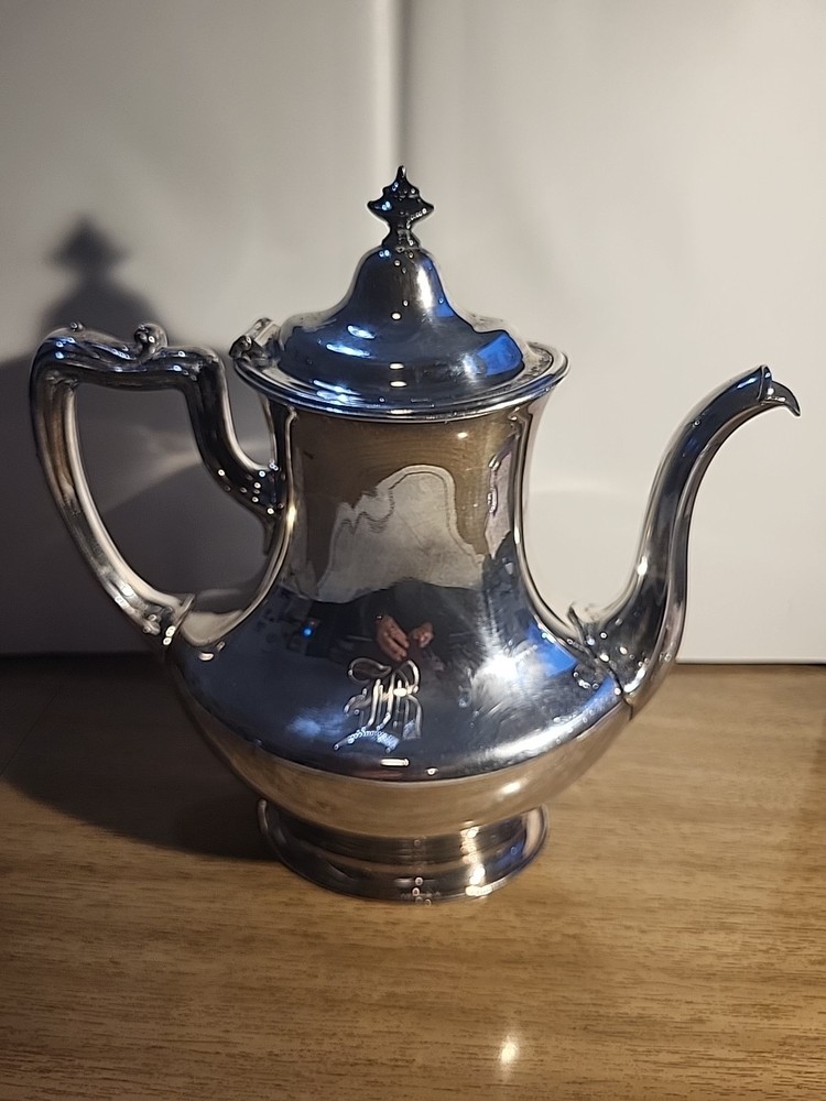 Vintage Poole Teapot Silver Plate #954  9"Tall