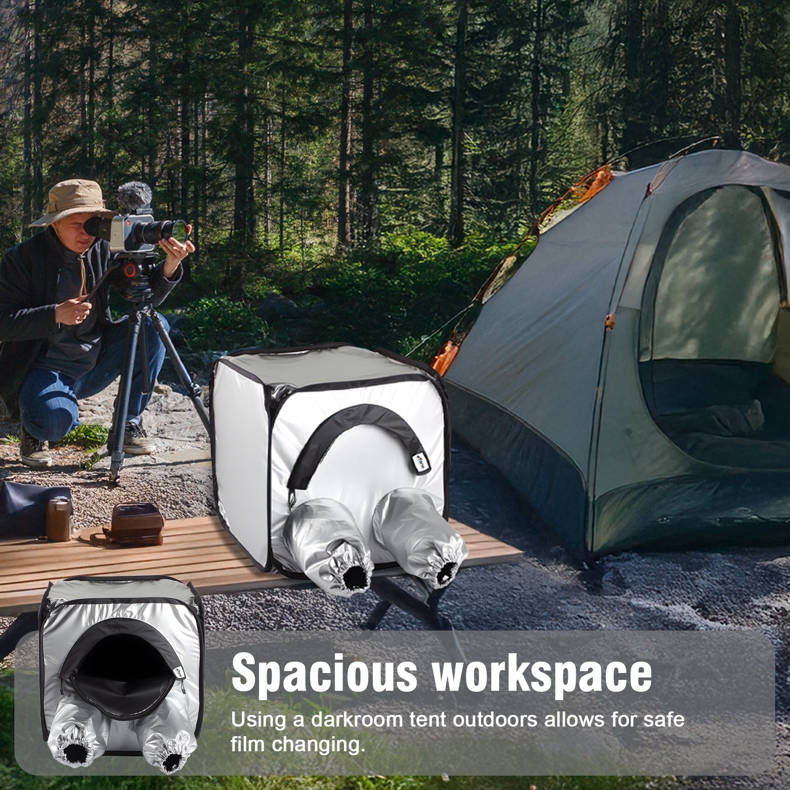 Portable Darkroom Tent Foldable Negative Changing Bag for 8x10 Film Developing