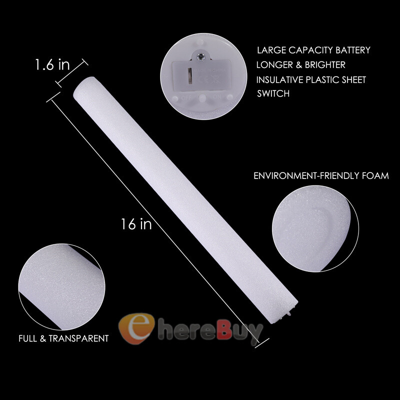 24~120PCS LED DJ Flashing Glow Stick Wands Rally Rave Light Up Foam Sticks