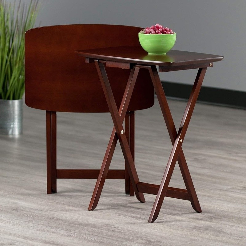 2-Piece Folding Tables Set Rectangular Smooth Edges Easy Storage Fully Assembled