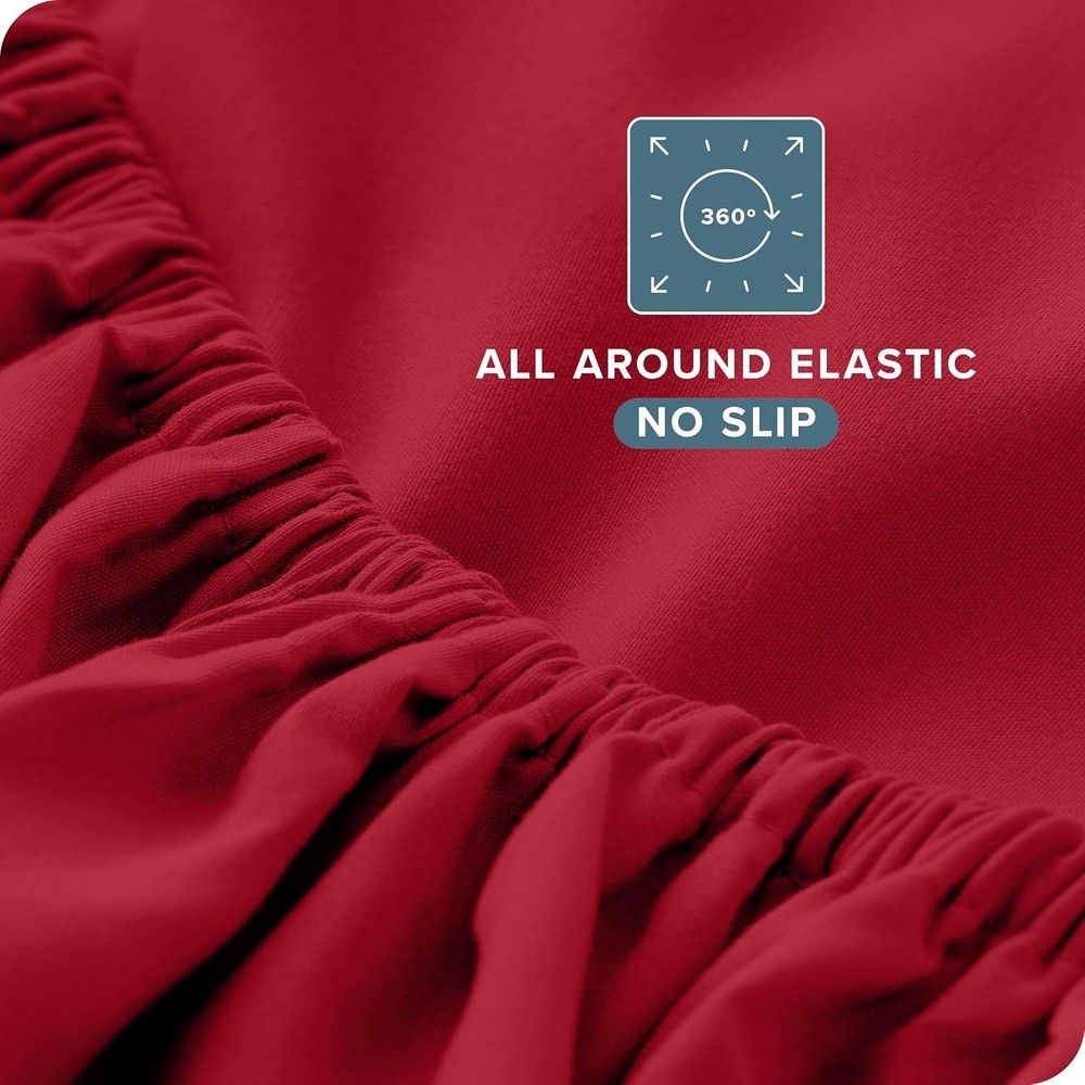 Deep Pocket Queen Bed Sheets - 1800 Thread Count Microfiber - Luxurious Red