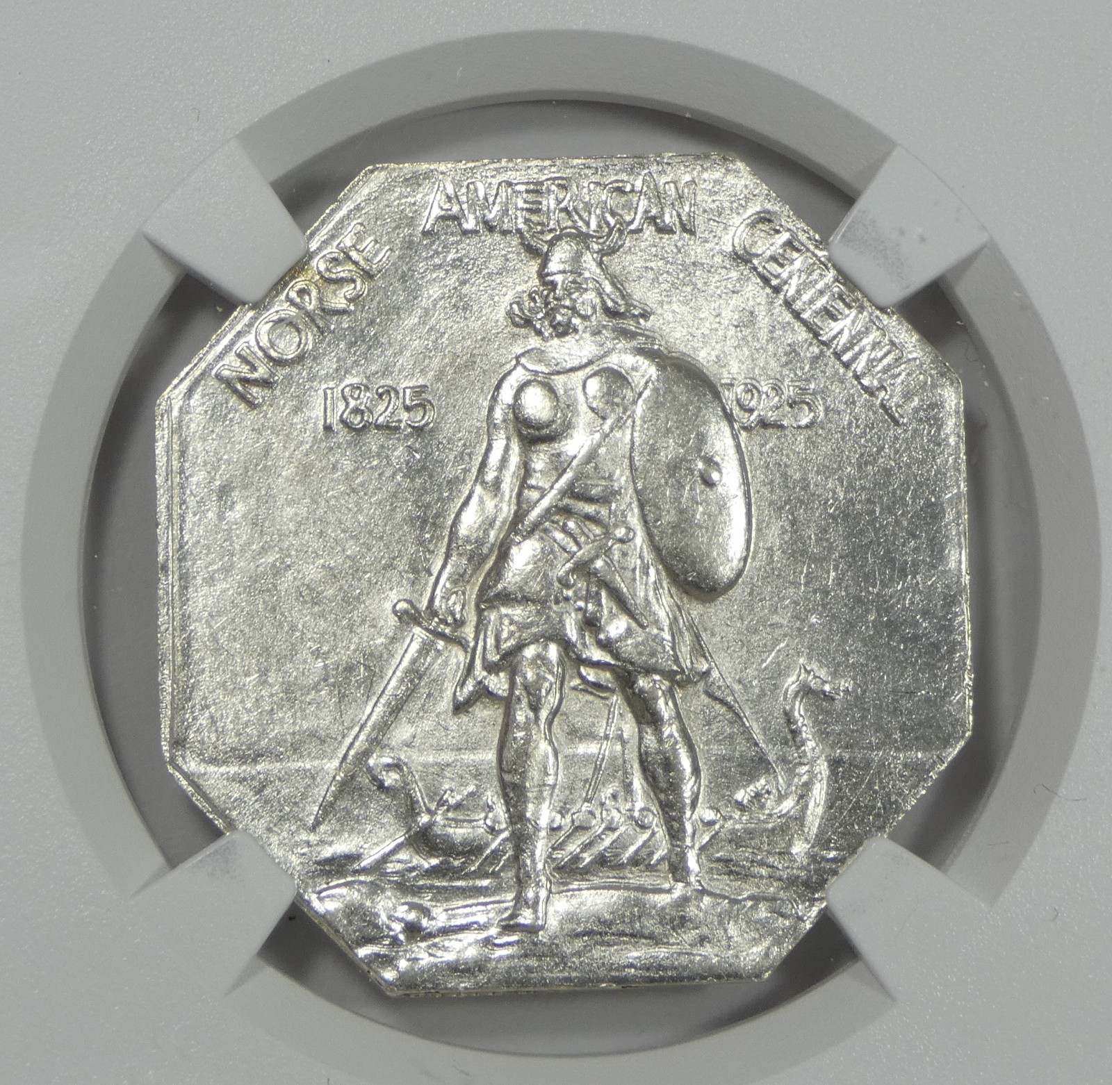 1925 Norse American Silver Commemorative Medal Thin Silver CERTIFIED NGC MS 62