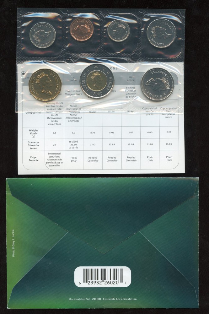 2000 W Canada Uncirculated Proof Like Mint Set, original envelope & COA