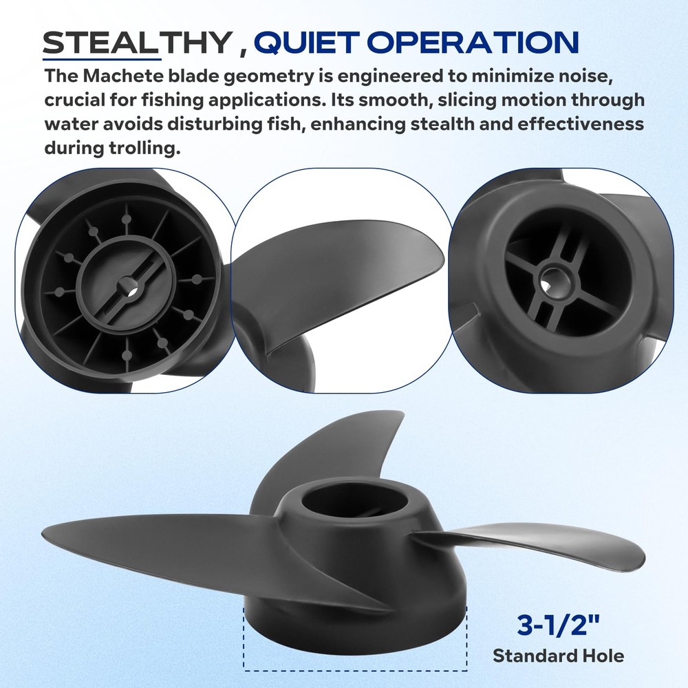 For MotorGuide Propeller 3 Blade Machete Compatible with Black