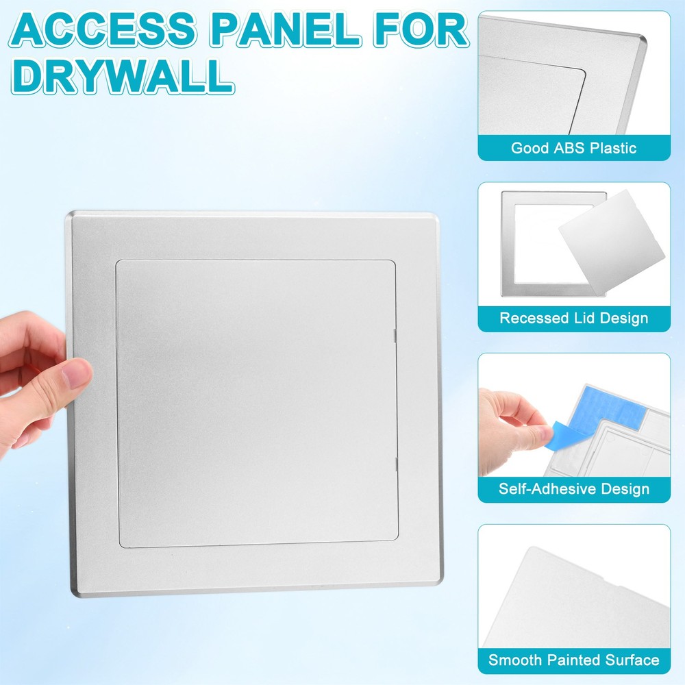 2-Pack Access Panel for Drywall, 6x6" Plastic Removable [Silver Tone, Square]