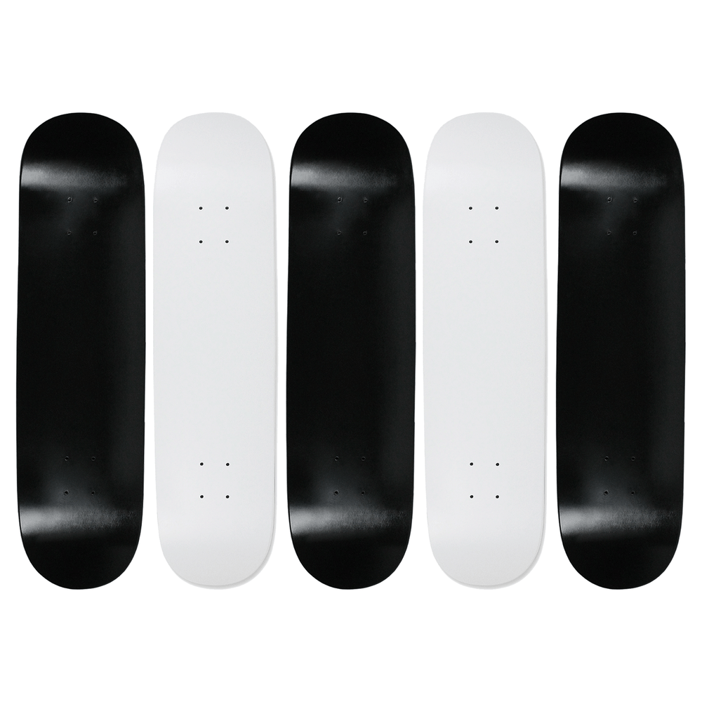5 Blank Skateboard Decks Black & White 8.25" + Griptape