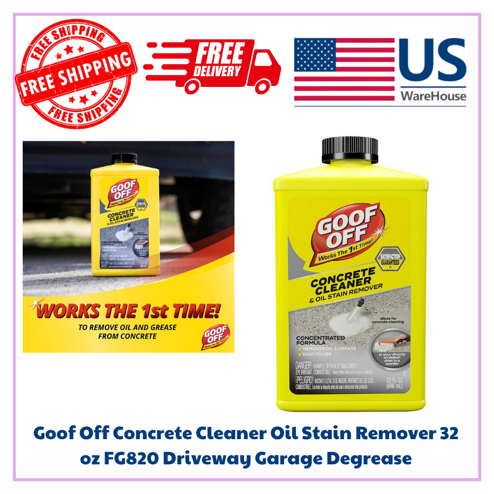 Goof Off Concrete Cleaner Oil Stain Remover 32 oz FG820 Driveway Garage Degrease