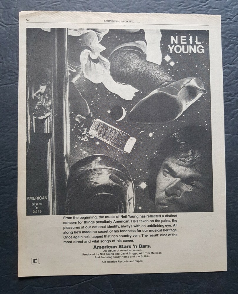 Neil Young American Stars 'N Bars Promo Print Advertisement Vintage 1977