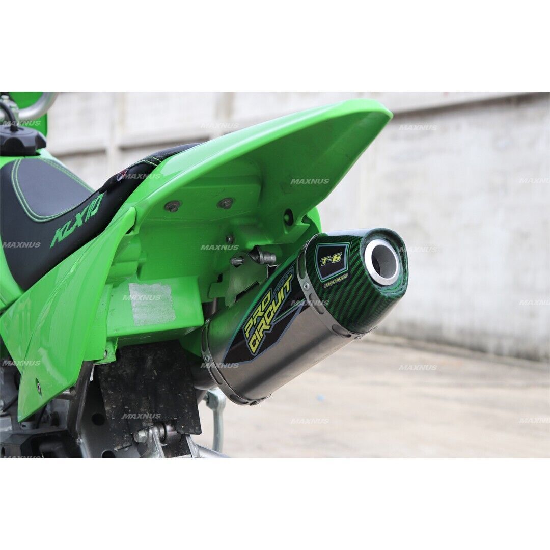 EXHAUST MUFFLER PIPE FULL SYSTEM CARBON GREEN FIT FOR KAWASAKI KLX110 KLX110L