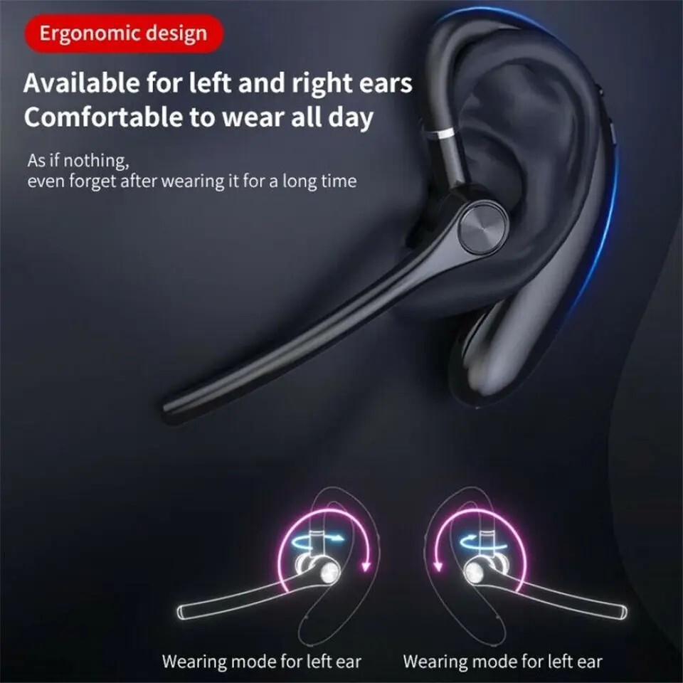 Wireless Bluetooth 5.2 Earpiece Headset Driving Trucker Earbuds Noise Cancelling