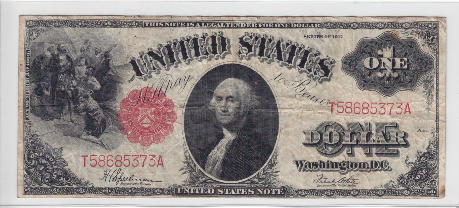 1917 $1 Legal Tender Note Sawhorse FR#39 T58685373A