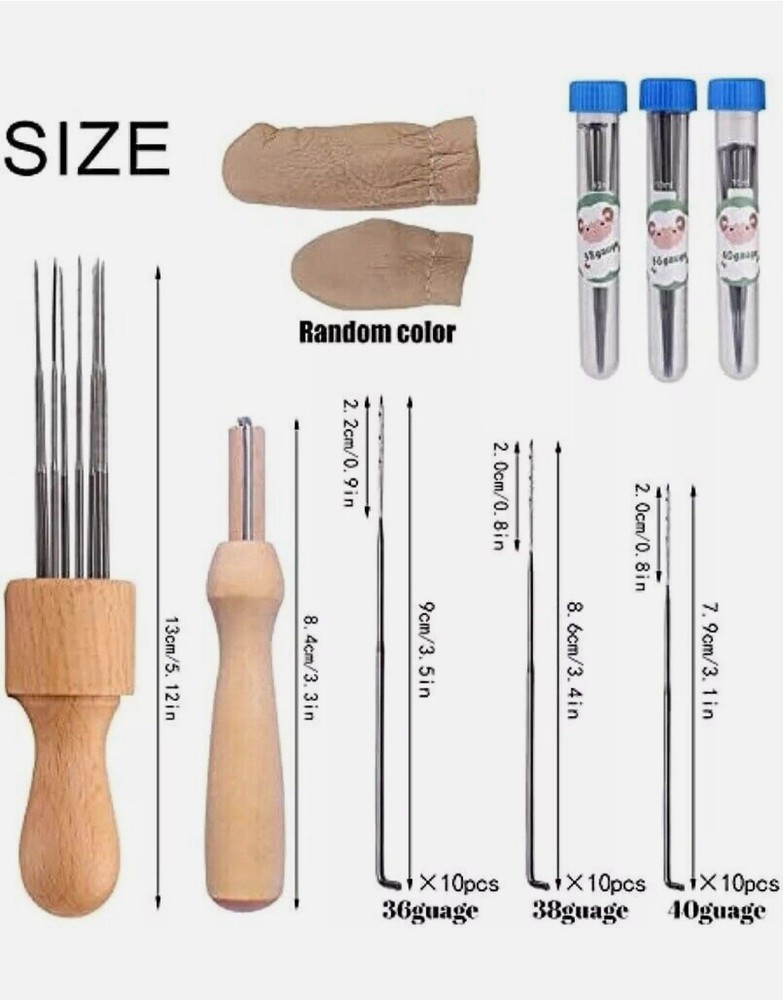 Professional Needles Wool Felting Tools kit with 3 Wool Samples