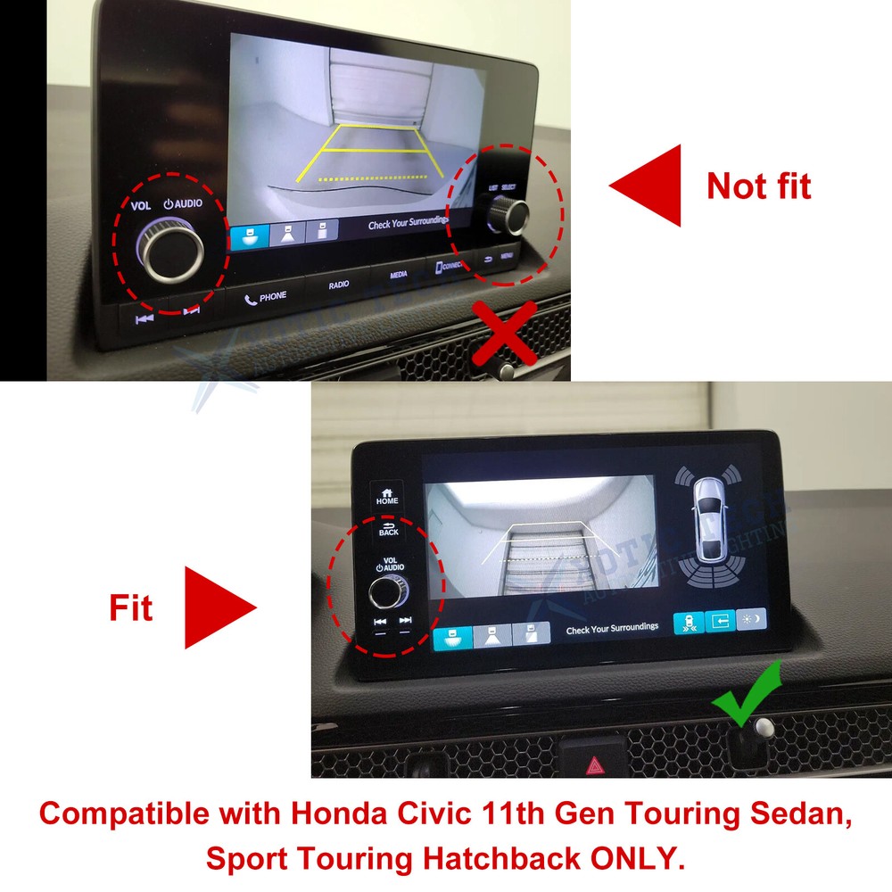 Red Dashboard Console AC Knob + Navigation Switch Cover For Honda Civic 2022+