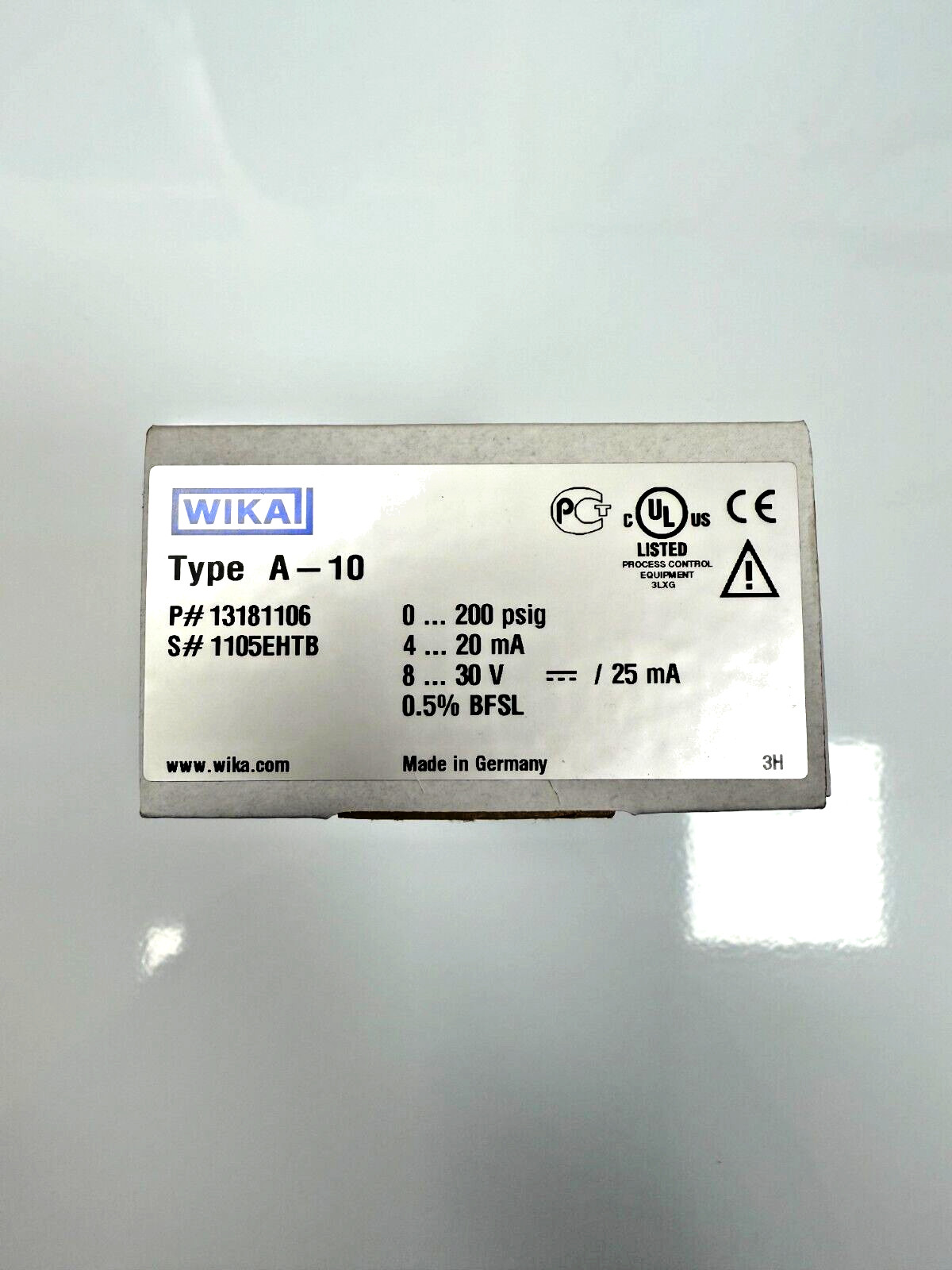 Wika pressure sensor A-10 0-200 psig 1/4" MPT