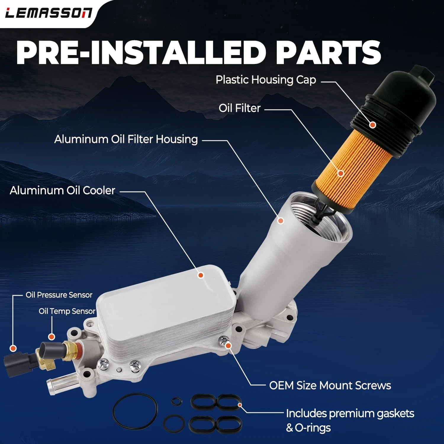 NEW Aumtoni 926-876 Aluminum Engine Oil Cooler Filter Assembly for Chrysler 300