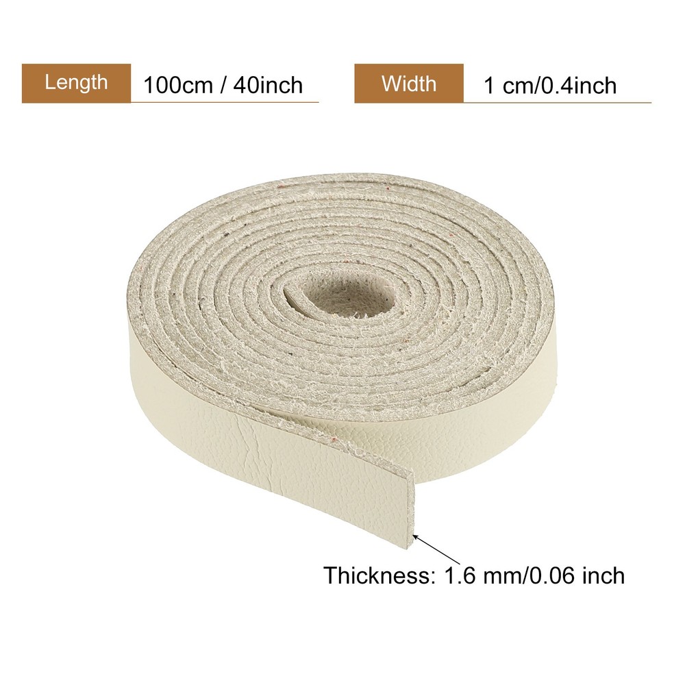 Faux Leather Straps Strip Leather String 1cm/0.4" Width, Beige