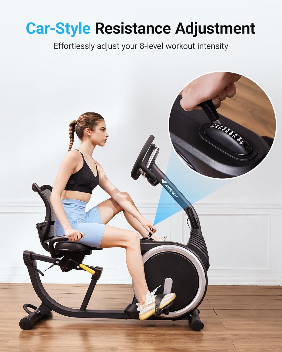 MERACH S19 High-end Magnetic Recumbent Adults Exercise Bike Smart Bluetooth LCD