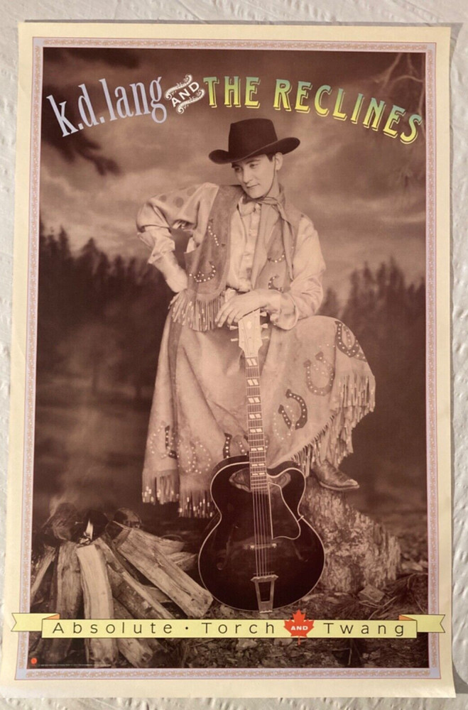 K. D. Lang And The Reclines ‘89 Promo Poster Absolute Torch & Twang Sire Records