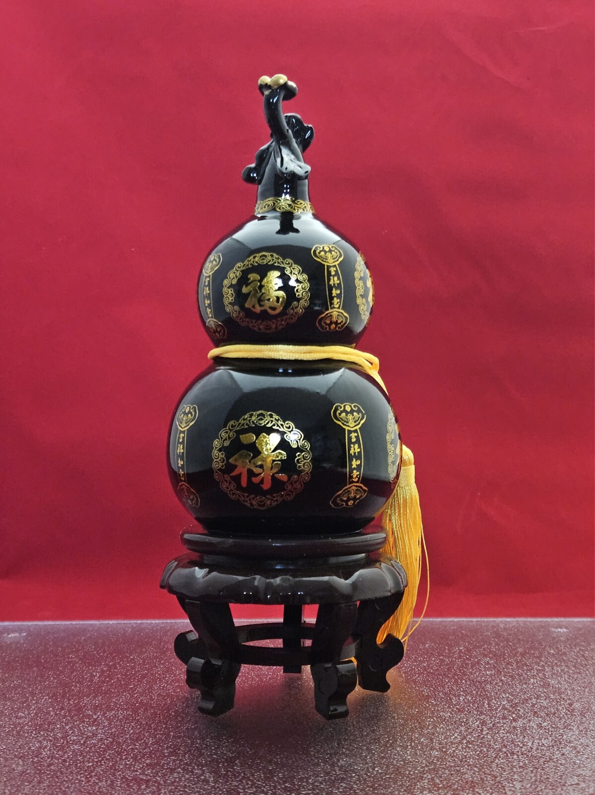 Natural Dark Jade Mount Taishan Gourd Feng Shui Good Luck Ornament Healing 3+LB