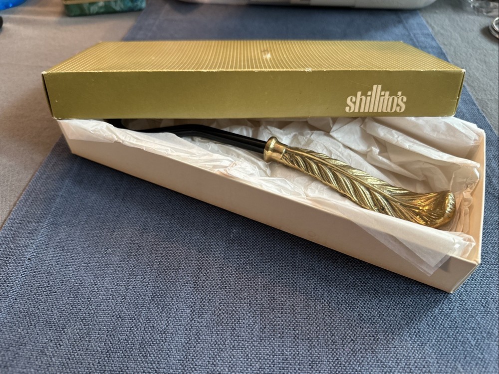 Vintage Solid Brass Damper Hook Flue Pull Feather Shape From Shillito’s