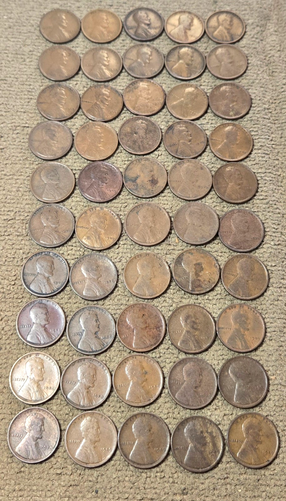 (50) circulated  1909  Lincoln Cents