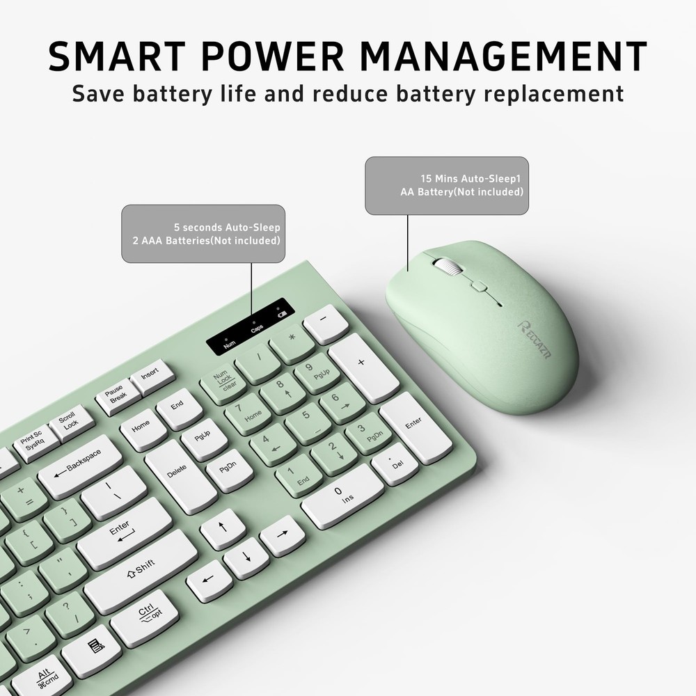 Wireless Keyboard and Mouse Combo Full-Sized Wireless Keyboard and Adjustable...