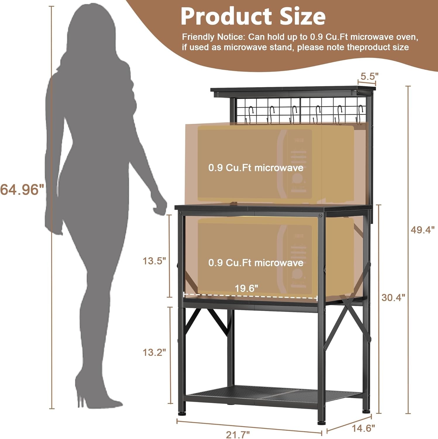 Kitchen Bakers Rack with Hutch,Coffee Stand with Storage 4 Tiers