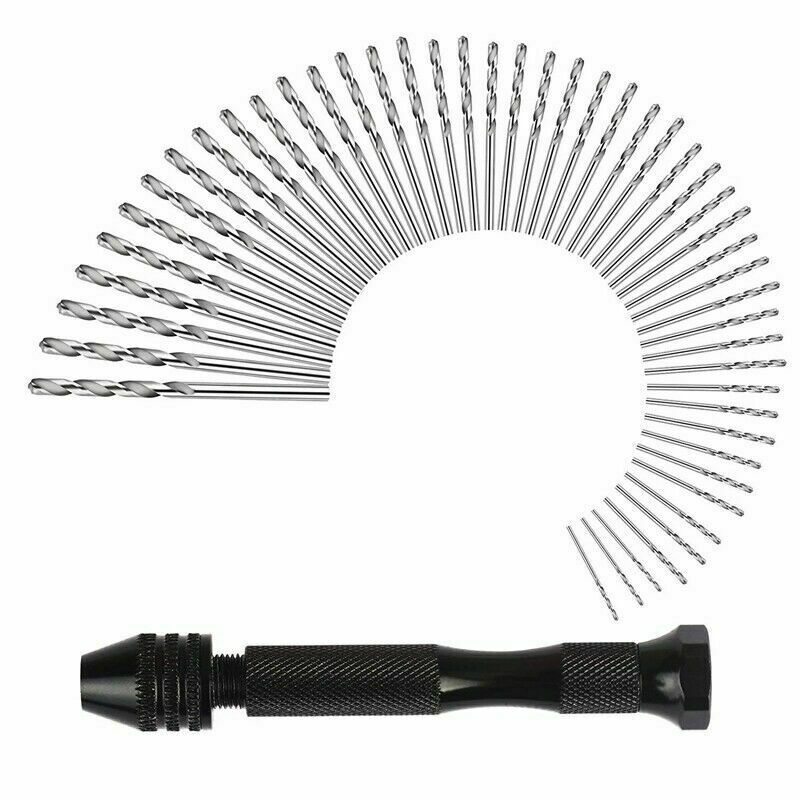 49PCS Precision Pin Vise Hobby Drill Bits with Model Twist Hand Drill Bits Set