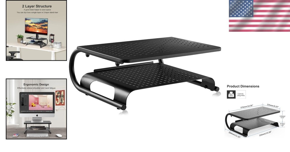 Multi-Functional Desk Riser - Double-Layer Steel Stand with 44.1 lbs Capacity