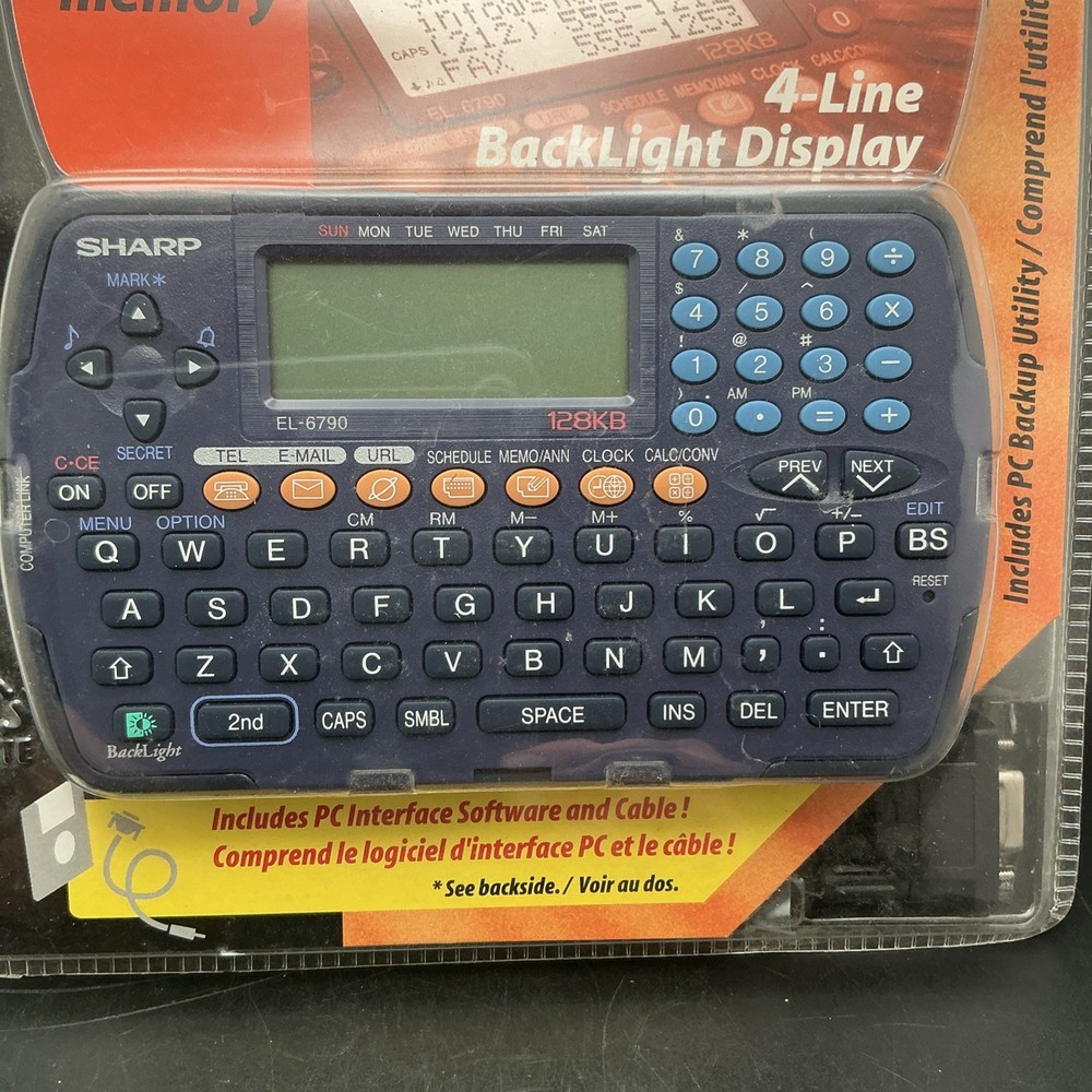 Vintage Sharp Memo Master Electronic Backlight Organizer 128KB Memory New Sealed