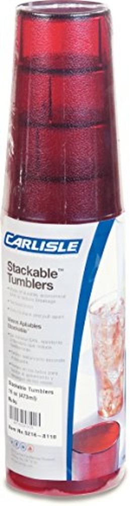 CFS 52168110 Stackable ShatterResistant Plastic Tumbler, 16 oz., Ruby (Pack of