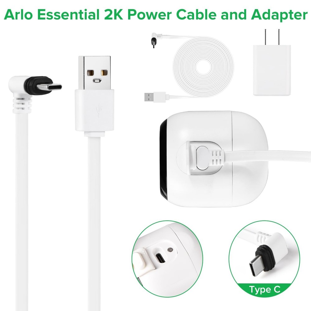2Pack 25FT Power Cable Compatible with Arlo Essential 2K Outdoor Security Camera