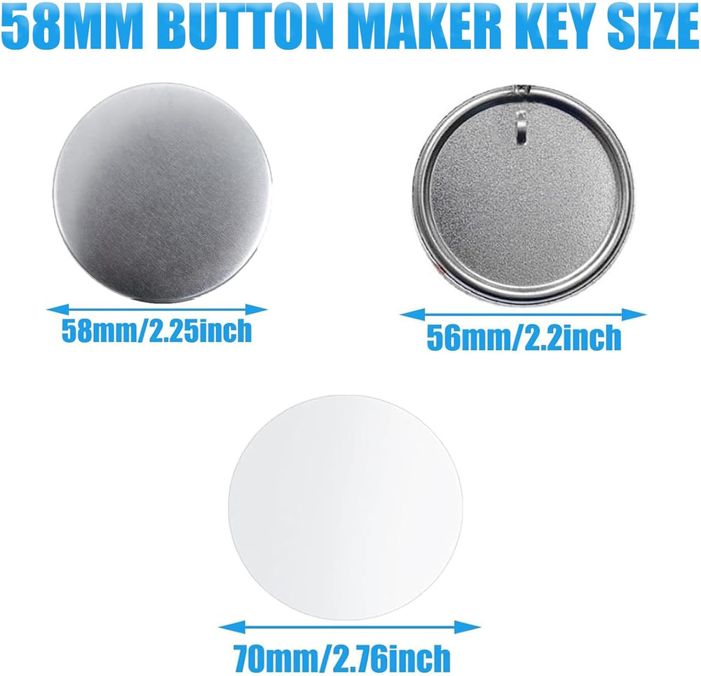 200 PCS 58Mm/2.25" Button Maker Keychains Supplies Metal Badge Sets Shell Back