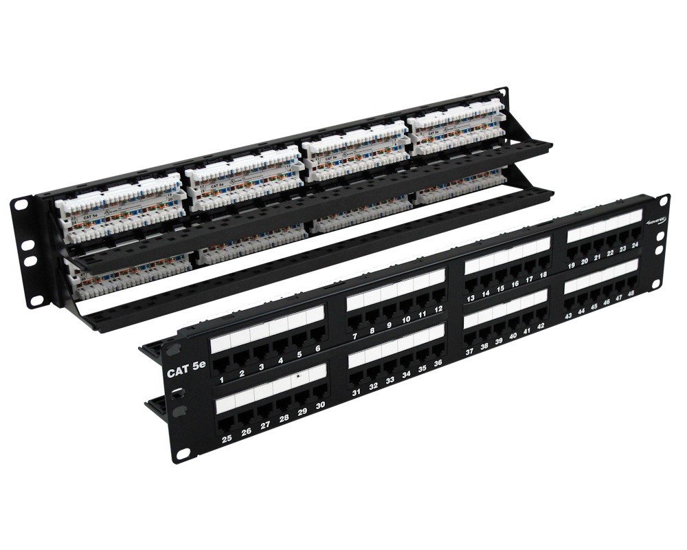 48 port (2U) 19inch CAT5E Universal Patch Panel Rack Mountable