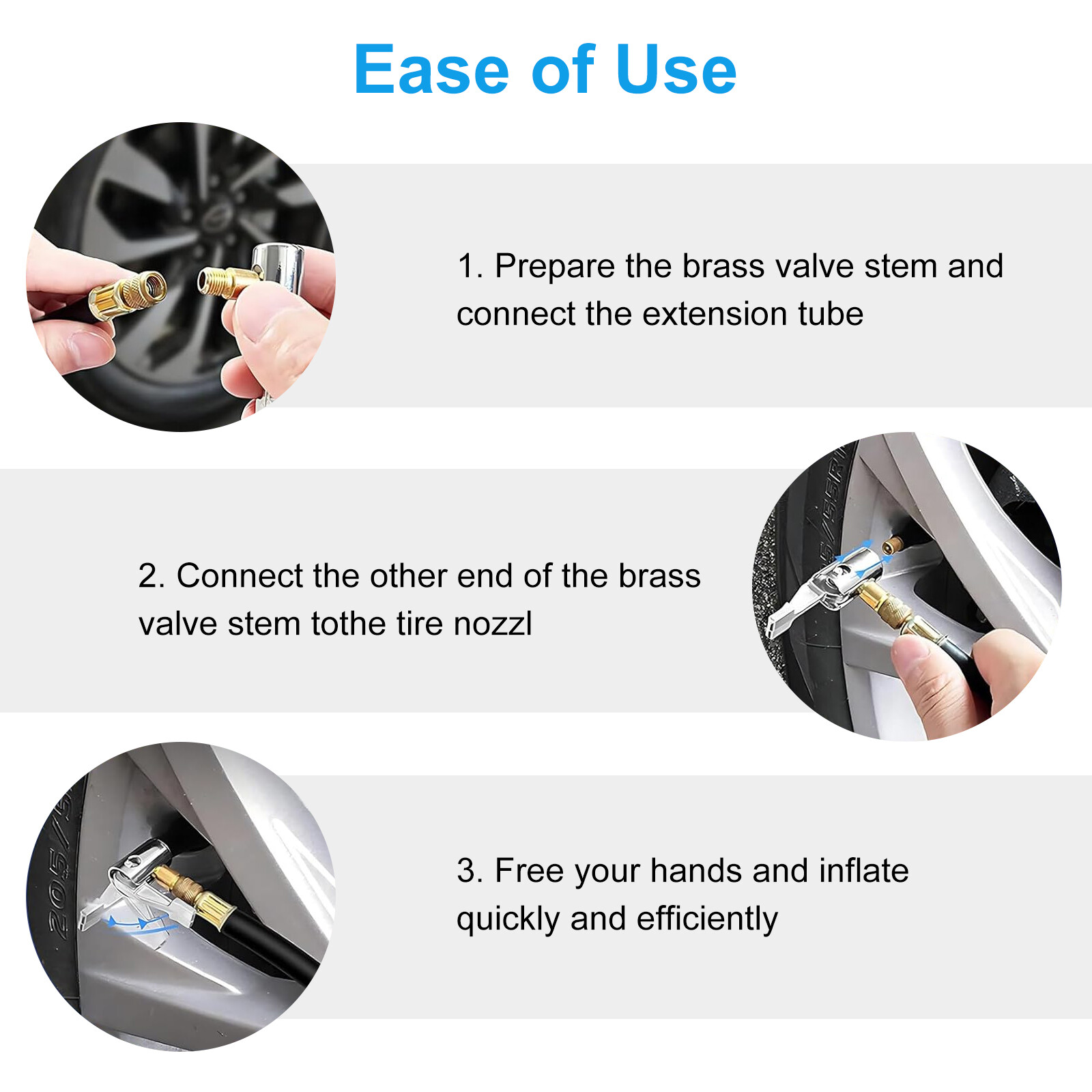 10pcs Universal Tire Valve Extension Kit w/ Hose & Angles Stem Extender Car Bike