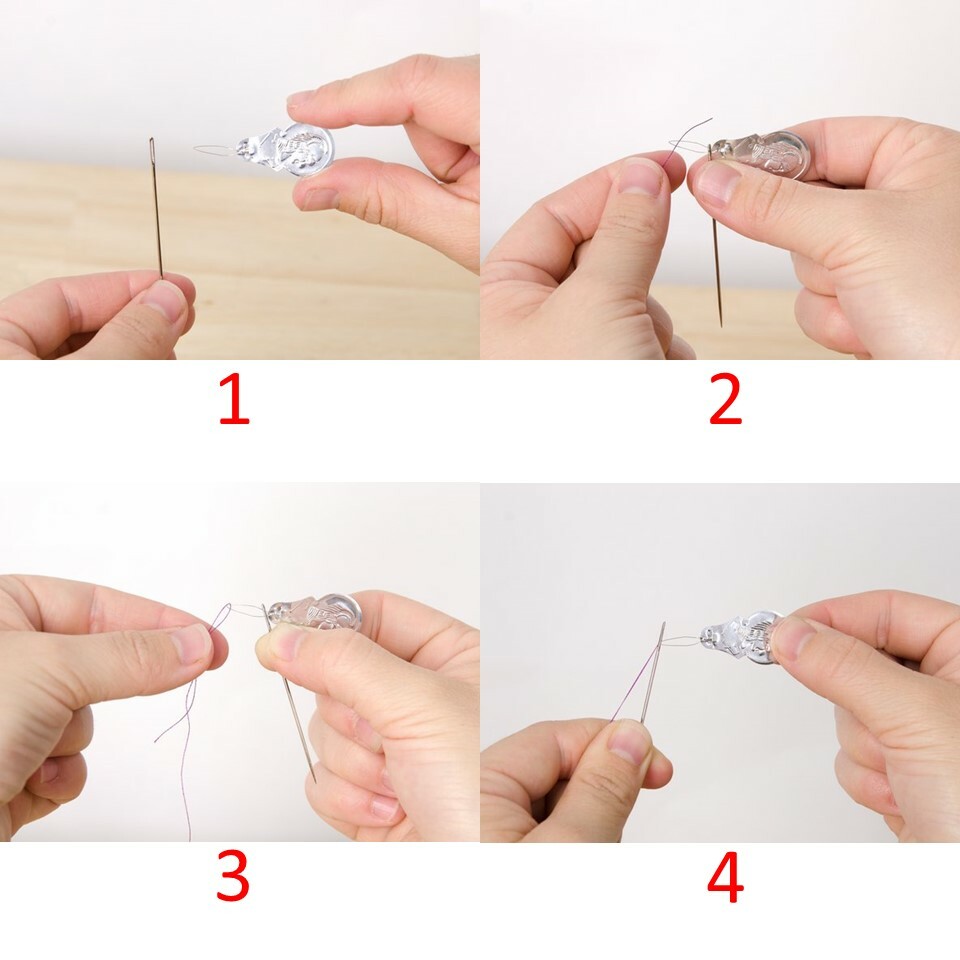 5pcs Silver Metal Wire Needle Threader Hand Machine Sewing Stitch Insertion Tool